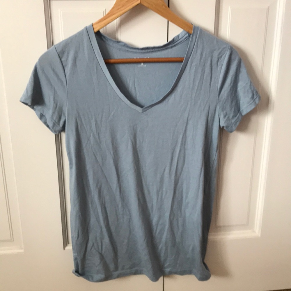 Plain blue fitted tee